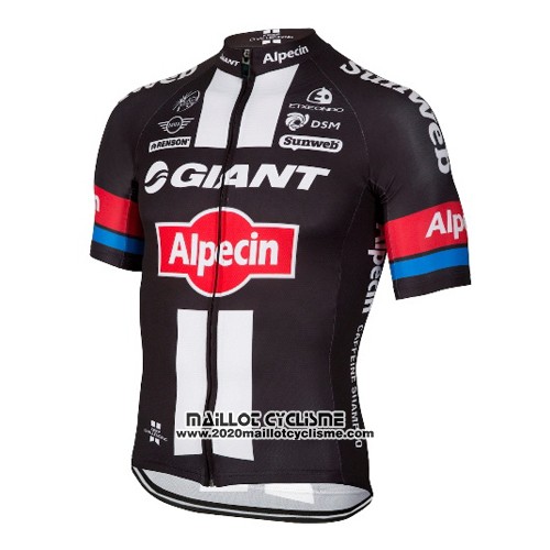 2016 Maillot Ciclismo Giant Alpecin Noir et Rouge Manches Courtes et Cuissard